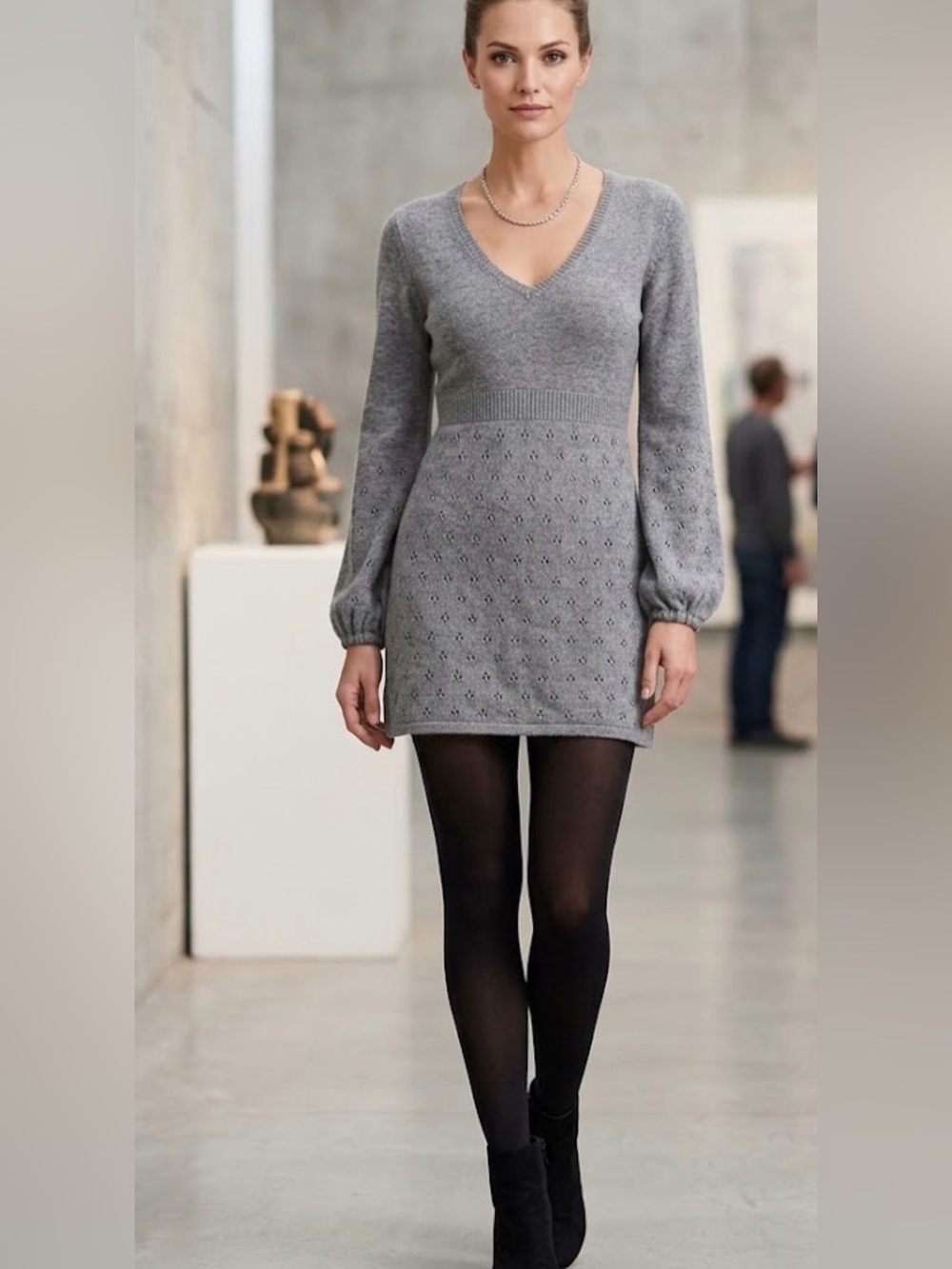 Kaisely Mini dress sweater gray wool bland